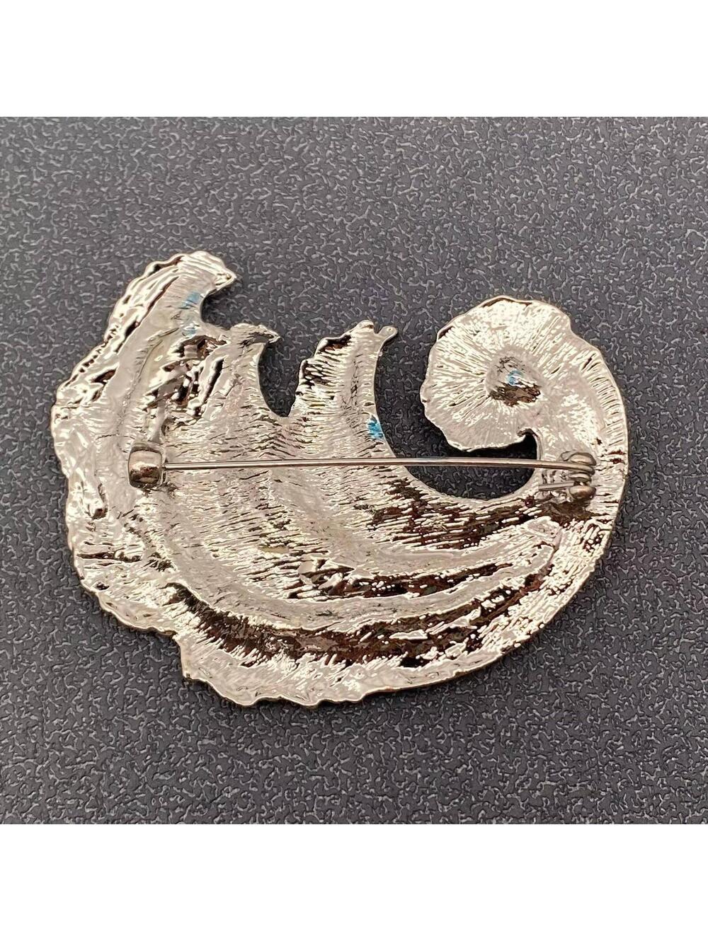 Blue Wave Rhinestone Brooch Pin - Picture 3 of 4